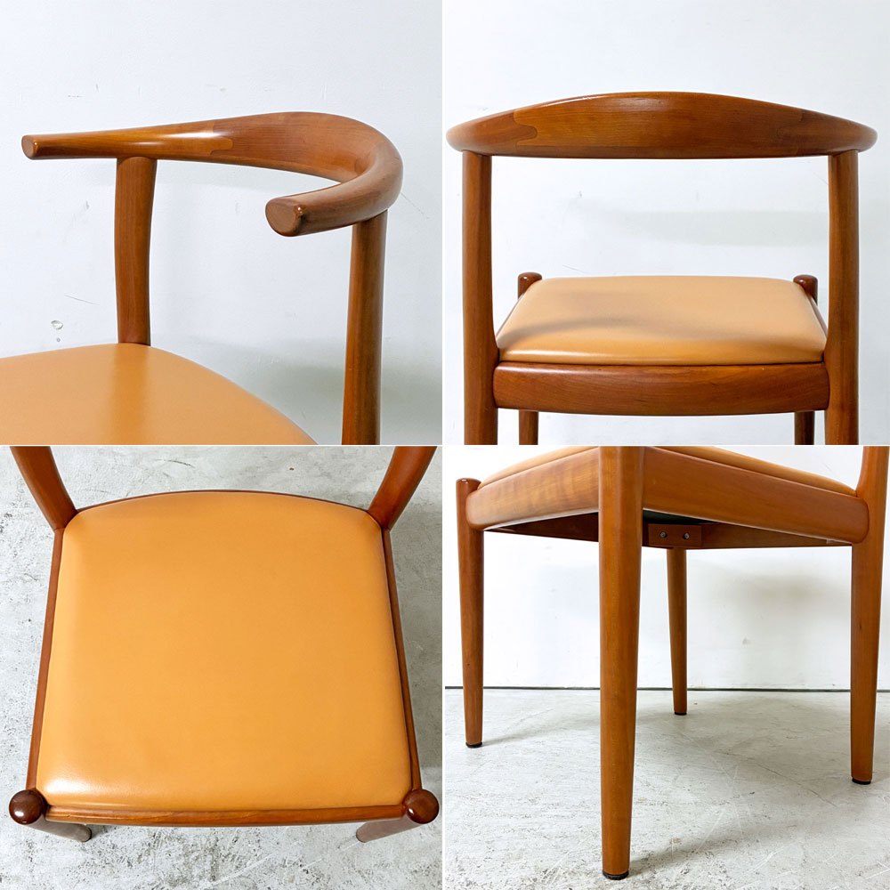 家具蔵 KAGURA アルコ ARCO ダイニングチェア 本革 チェリー 無垢材 ハーフアーム 国産家具 A ●