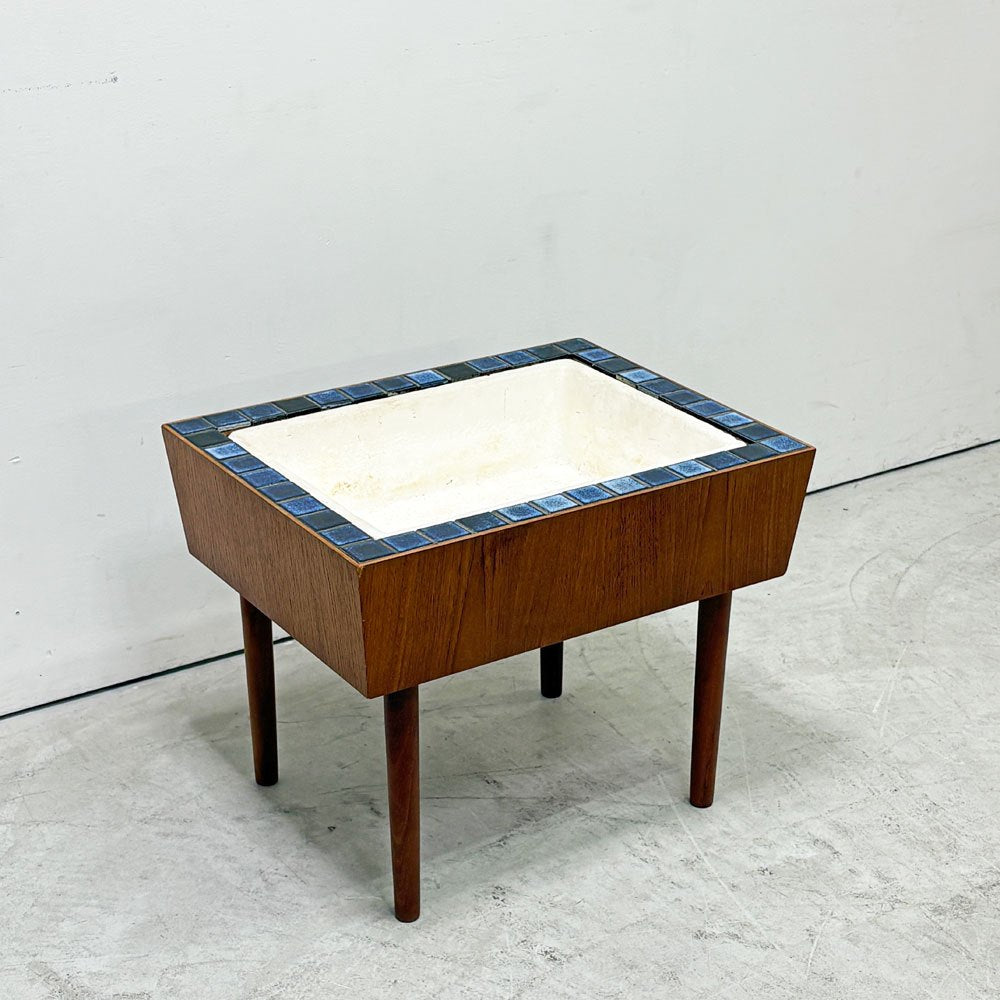 デンマーク ビンテージ Danish Vintage チーク材 プランタースタンド フラワースタンド タイルトップ ポリスチレンボックス 北欧家具 ●