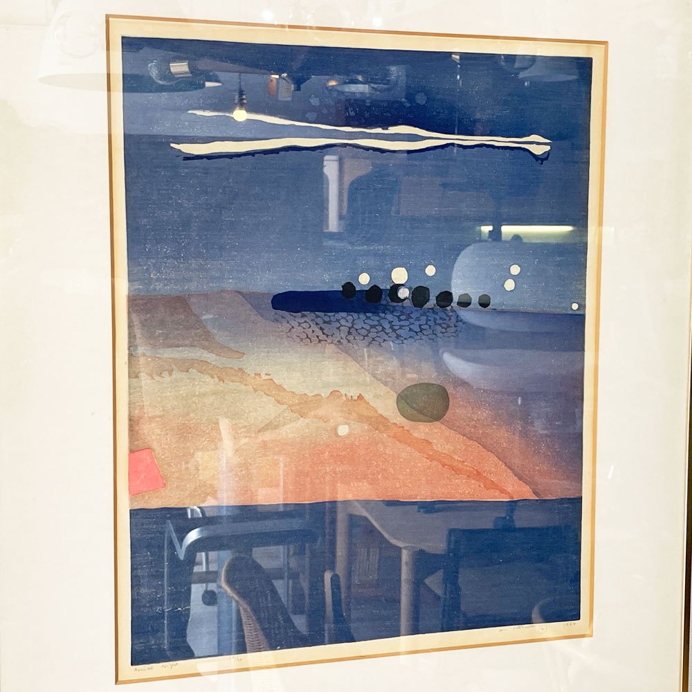 内間安瑆 ANSEI UCHIMA 版画作品 Aerial Night 1964年 No.12/30 額装品 ★
