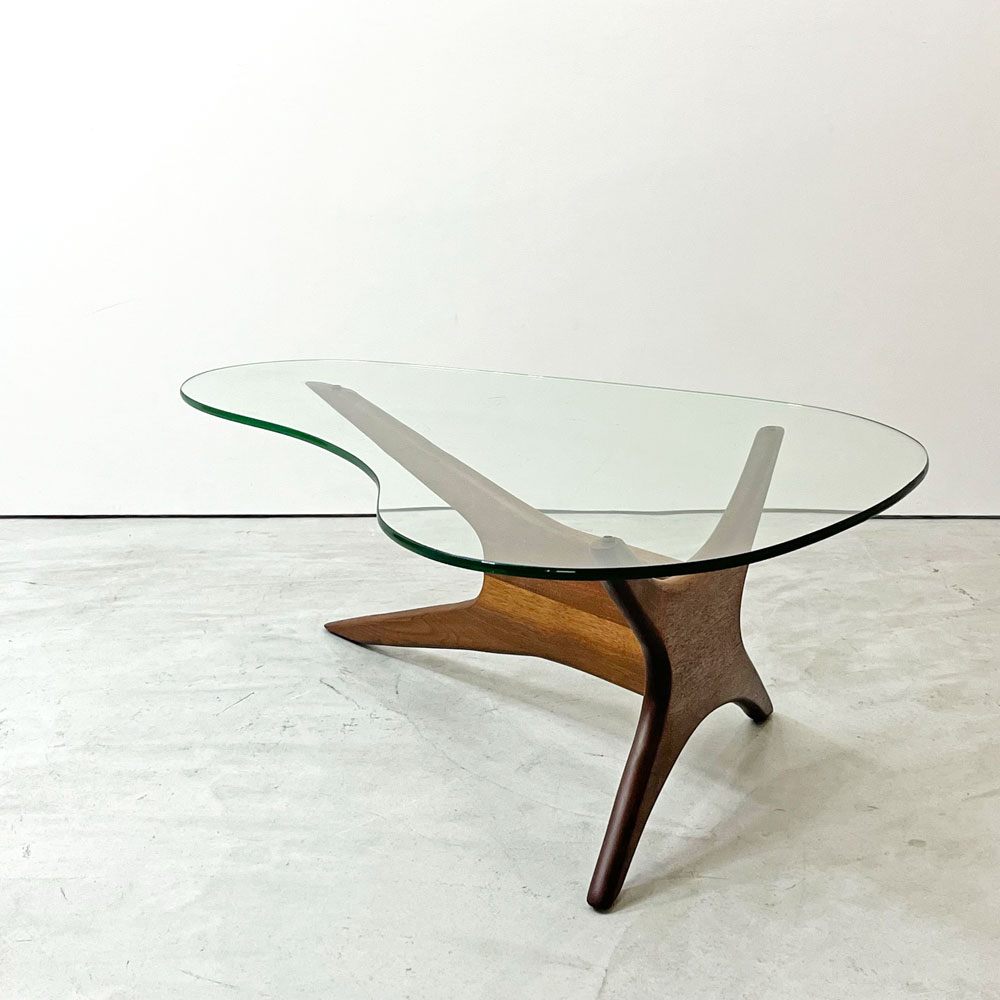 エイドリアン パーサル Adrian Pearsall ガラストップ コーヒーテーブル ウォールナット材 W127cm ミッドセンチュリー ビンテージ ●