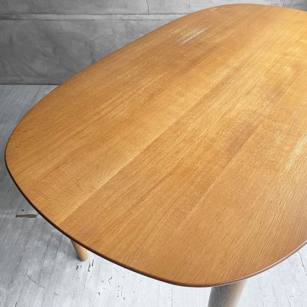 日進木工 Nissin ホワイトウッド WHITE WOOD ダイニングテーブル オーバル型 オーク無垢材 ウレタン塗装 廃番 ♪