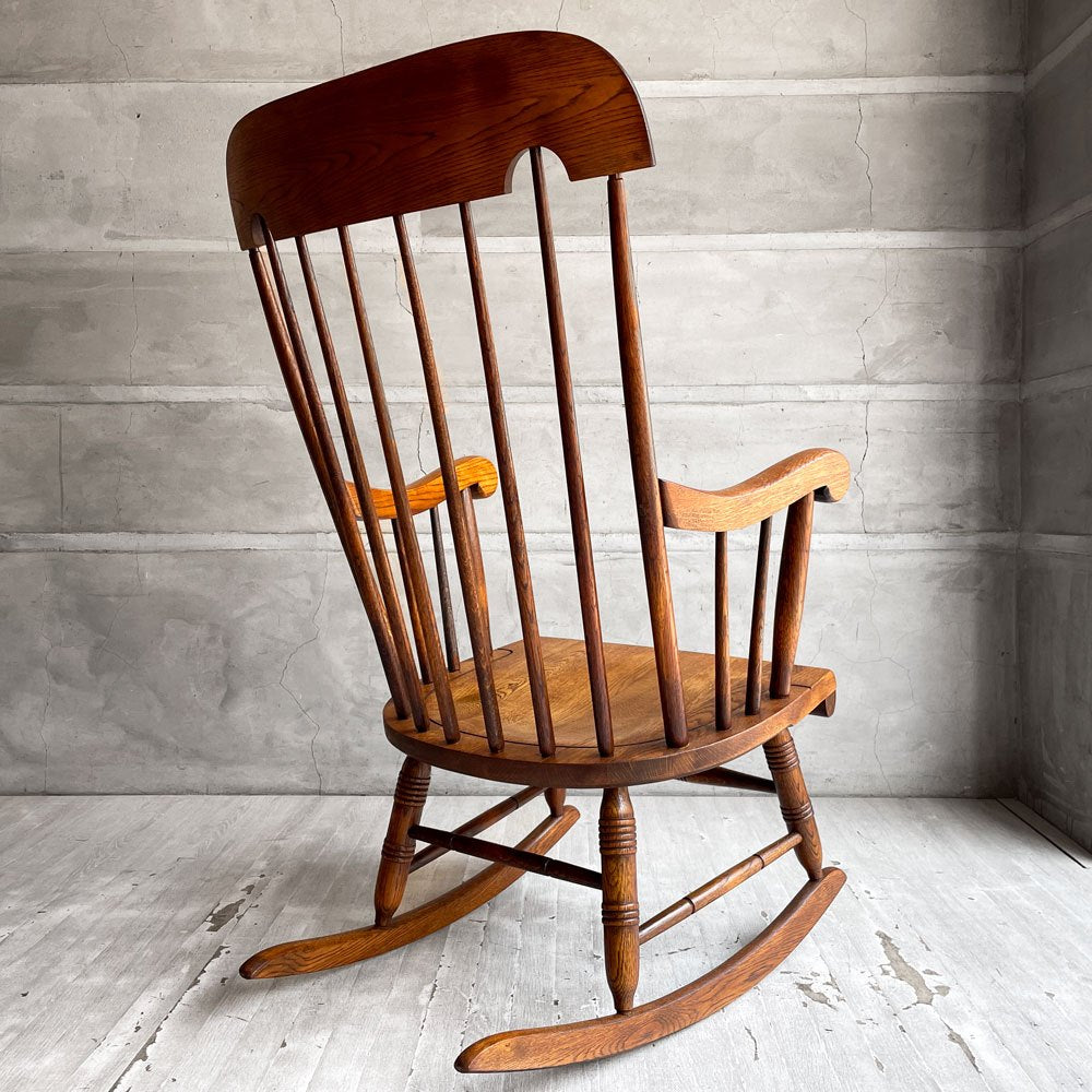 飛騨産業 HIDA キツツキ 穂高シリーズ ロッキングチェア ラウンジチェア C63 オーク無垢材 コロニアル ブラウン 定価￥91,300- ♪