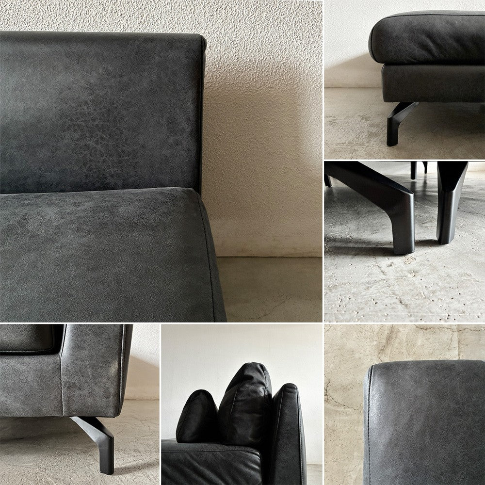 リラックスフォーム RELAX FORM グラシエーロ GLACIERO カウチソファ 2P ＋ シェーズロング セット W261cm 美品 レザーテックス 参考価格235,675円の品 関家具 〓
