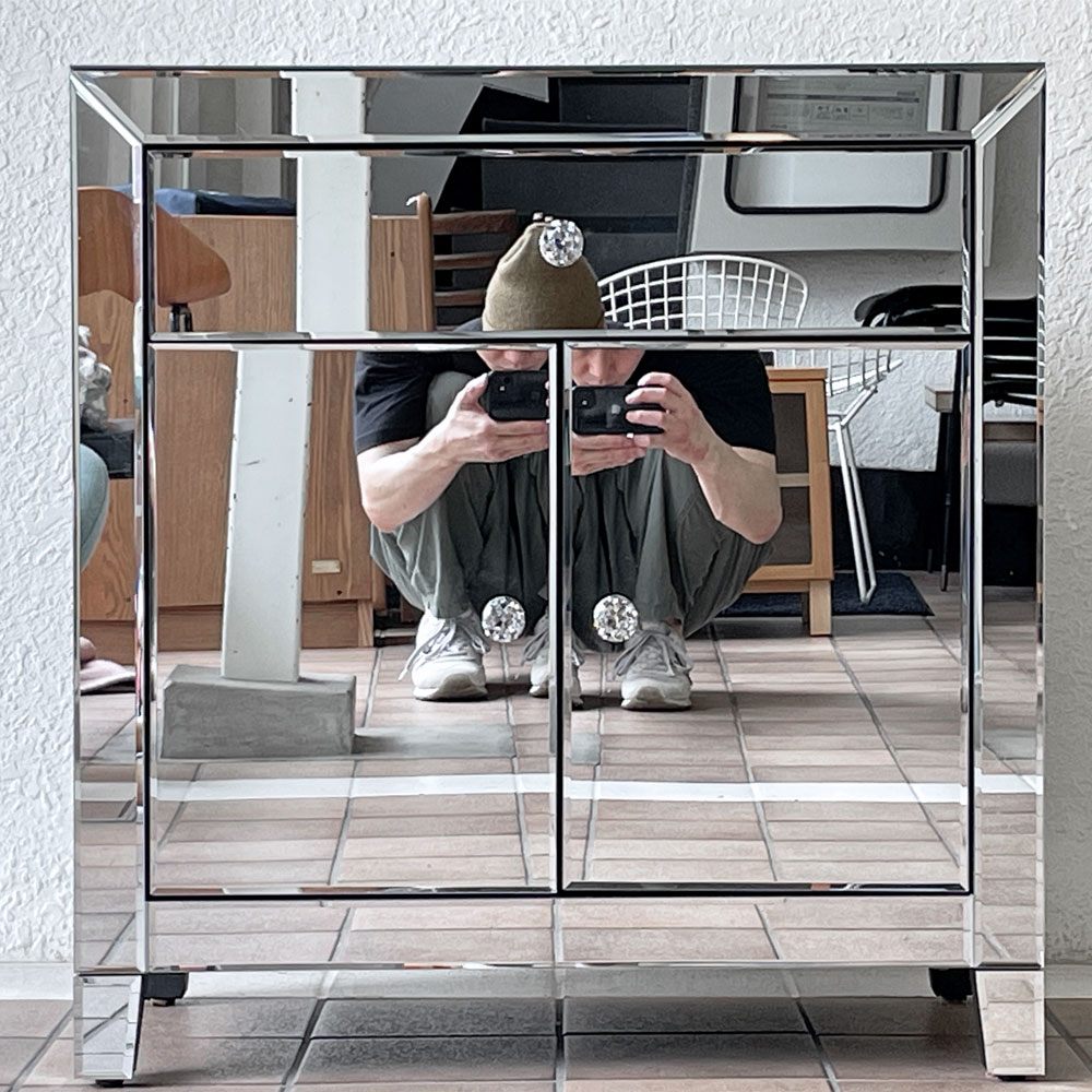 カレ KARE ラグジュアリー キャビネット 2Doors 1Drawer ミラー張り ドイツ 廃番 定価104,500円 ◇