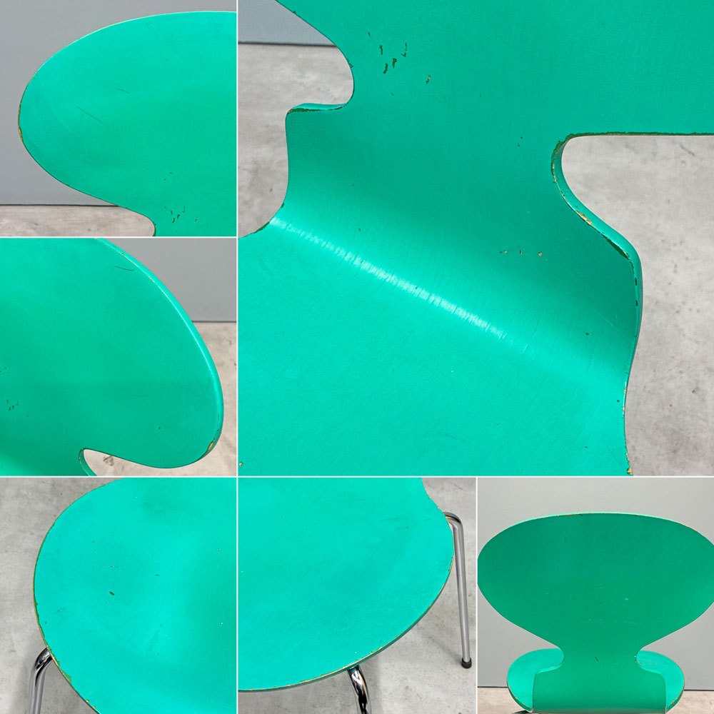 フリッツハンセン Fritz Hansen アントチェア アリンコチェア 4本脚 3101 ラッカー グリーン系 アルネ・ヤコブセン 北欧家具 ◎