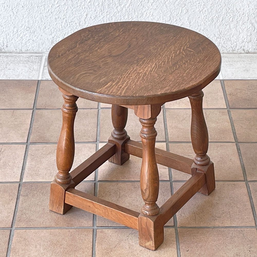 ビンテージ オーク無垢材 サイドテーブル クラシカルデザイン カントリースタイル ◇