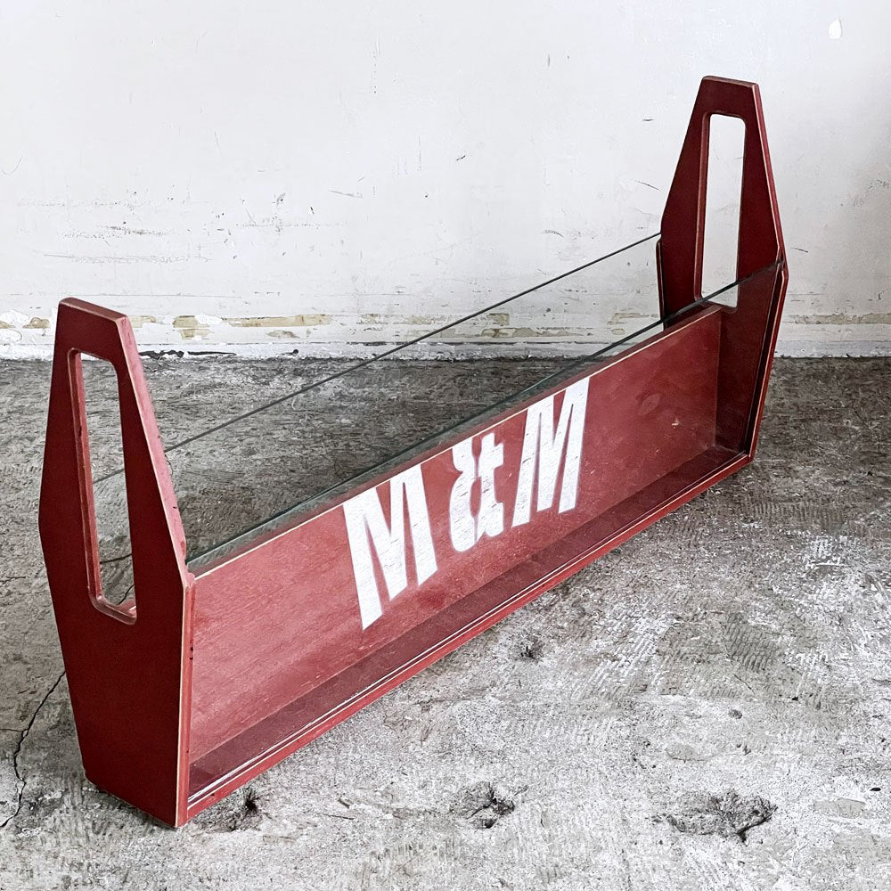 エムアンドエムファニチャー M&M FURNITURE マガジンラック 強化ガラス W85.5cm インダストリアル 店舗什器 廃番 ■