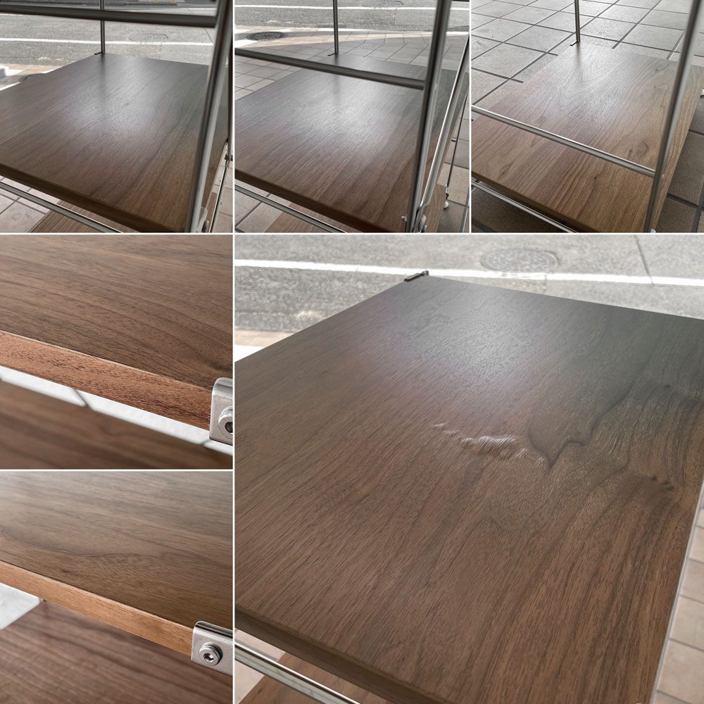 無印良品 MUJI ステンレスユニットシェルフ ウォールナット材 中 W58 × H120cm 1列4段 本棚 飾り棚 収納棚 シンプル ◇