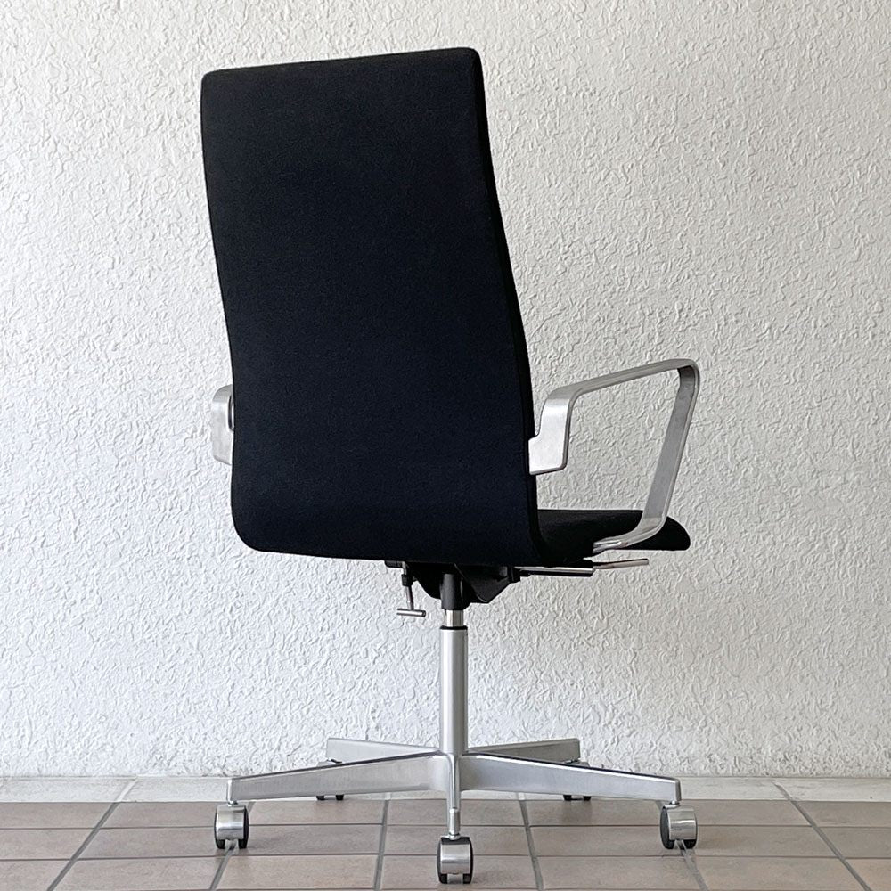 フリッツハンセン Fritz Hansen オックスフォード OXFORD チェア アームチェア ハイバック キャスター 昇降機能 ブラック アルネ・ヤコブセン 2008年製 ◇