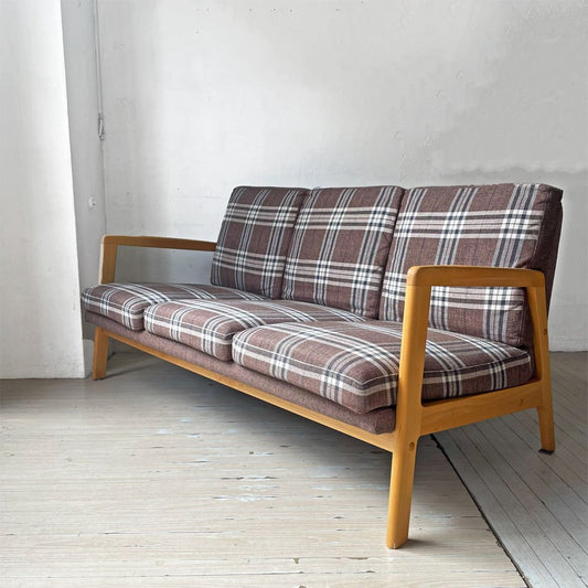 モモナチュラル MOMO Natural モス MOSS 3P ソファ 3人掛けソファ チェックファブリック フルカバーリング アルダー材 北欧スタイル 参考定価￥148,000- ★