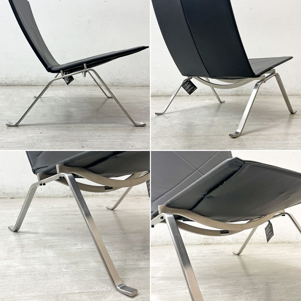 フリッツハンセン Fritz Hansen PK22 イージーチェア ラウンジチェア 本革張り オーラレザー ブラック ポール・ケアホルム 北欧家具 名作椅子 ●