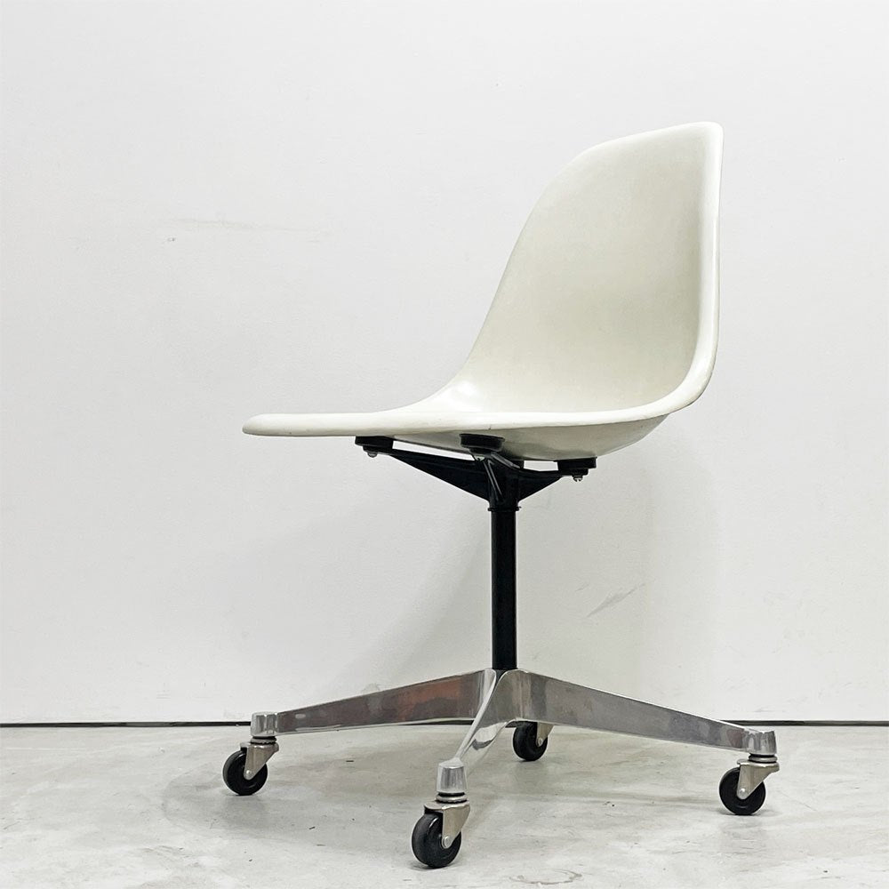 ハーマンミラー Herman Miller サイドシェルチェア セカンド 2nd FRP パーチメントカラー キャスターベース イームズ ビンテージ ●