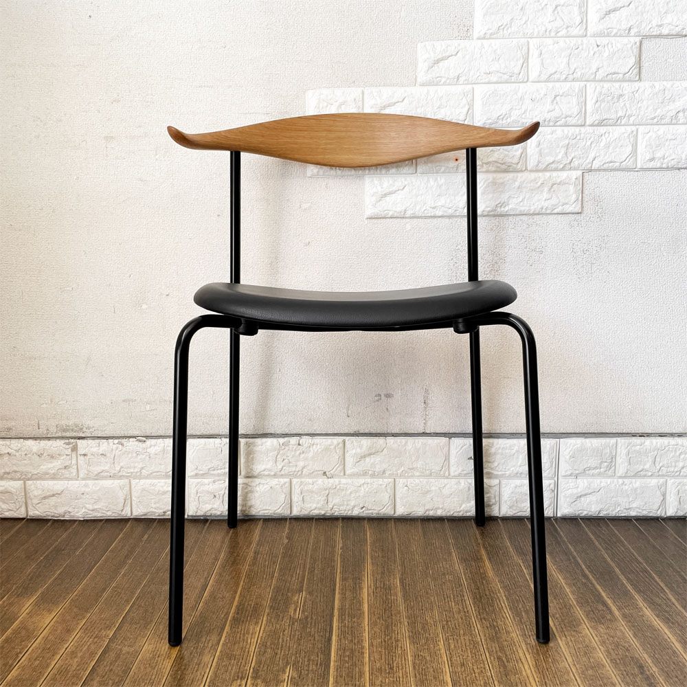 カールハンセン＆サン Carl Hansen & Son CH88P ダイニングチェア オーク材 本革 ブラックレザー スチール脚 ブラックレッグ ハンス・J・ウェグナー 北欧家具 ◎