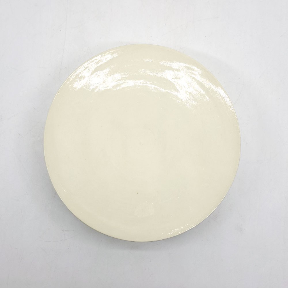 岩田哲宏 台皿 コンポート皿 半磁器 白 透明釉 Φ12cm 現代作家 ●