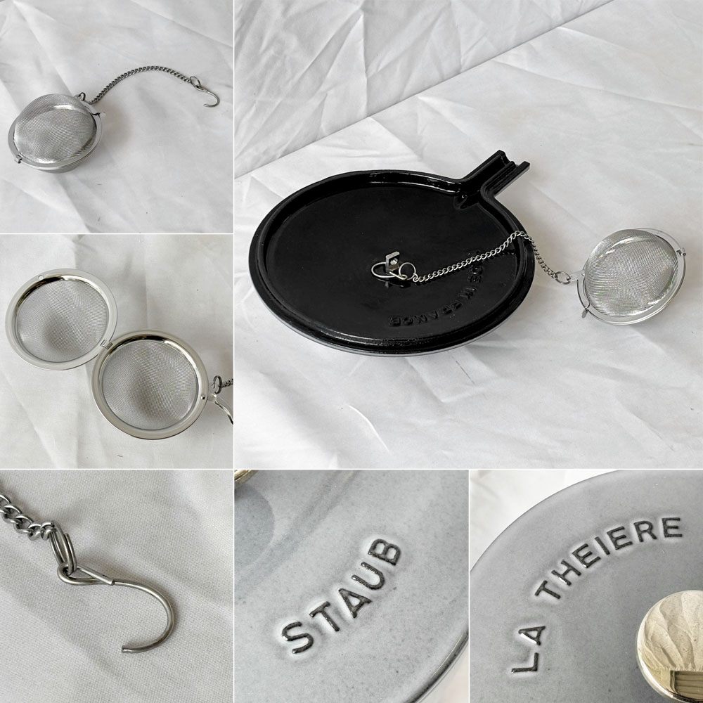 ストウブ STAUB ラウンドティーポット ROUND TEA POT ケトル 1.15L 茶こし付き 鋳物ホーロー製 グラファイトグレー IH対応 直火使用可 箱付き ◇