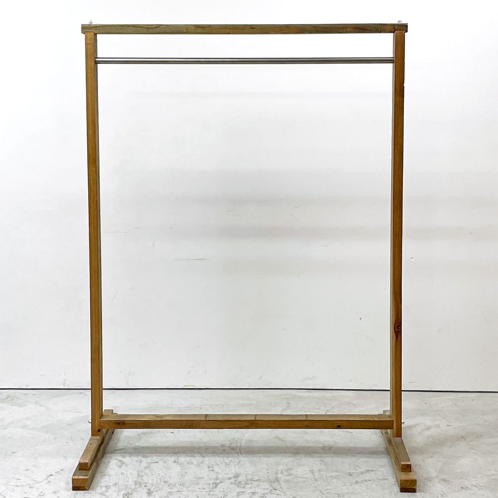 オーダーファニチャー Custom made furniture 木製ハンガーラック パイン材 古材 スチールポール W120cm カントリースタイル インダストリアル 店舗什器 A ●