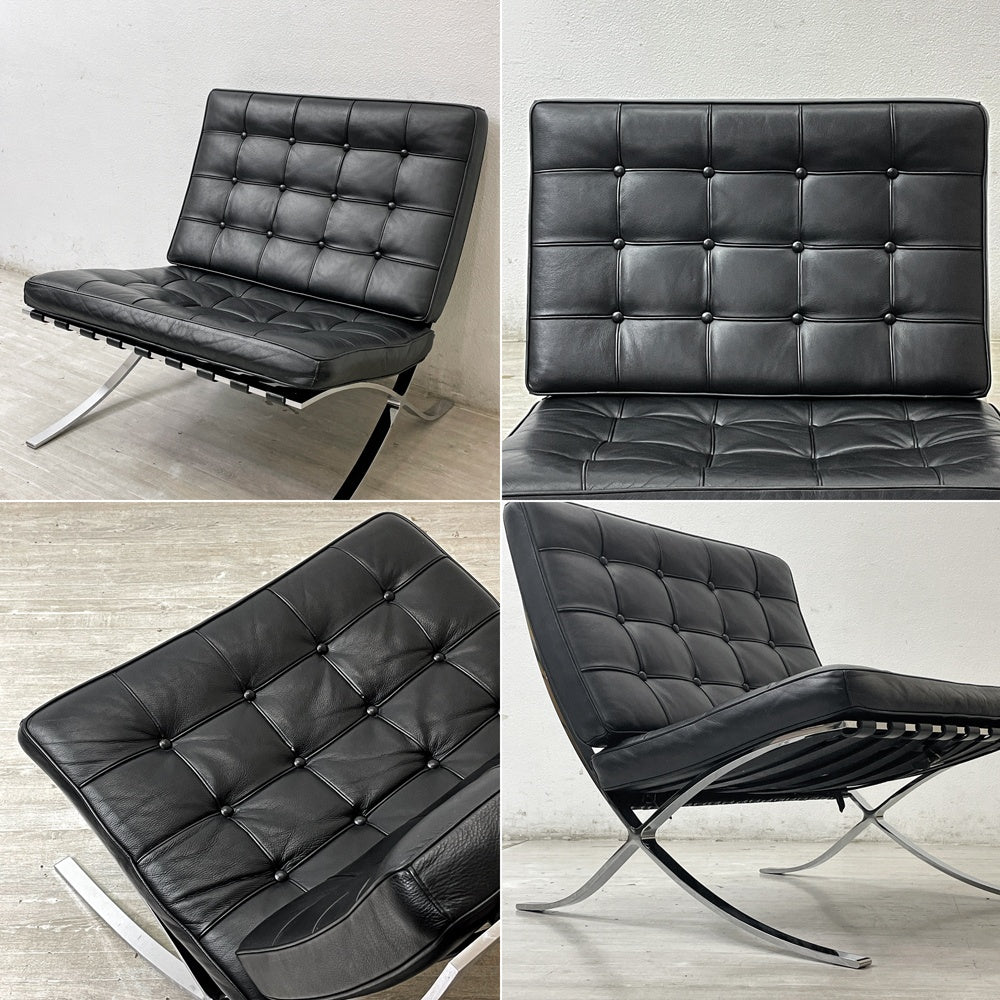 ミース・ファン・デル・ローエ バルセロナチェア Barcelona Chair リプロダクト品 本革 1シーターソファ モダンデザイン ●
