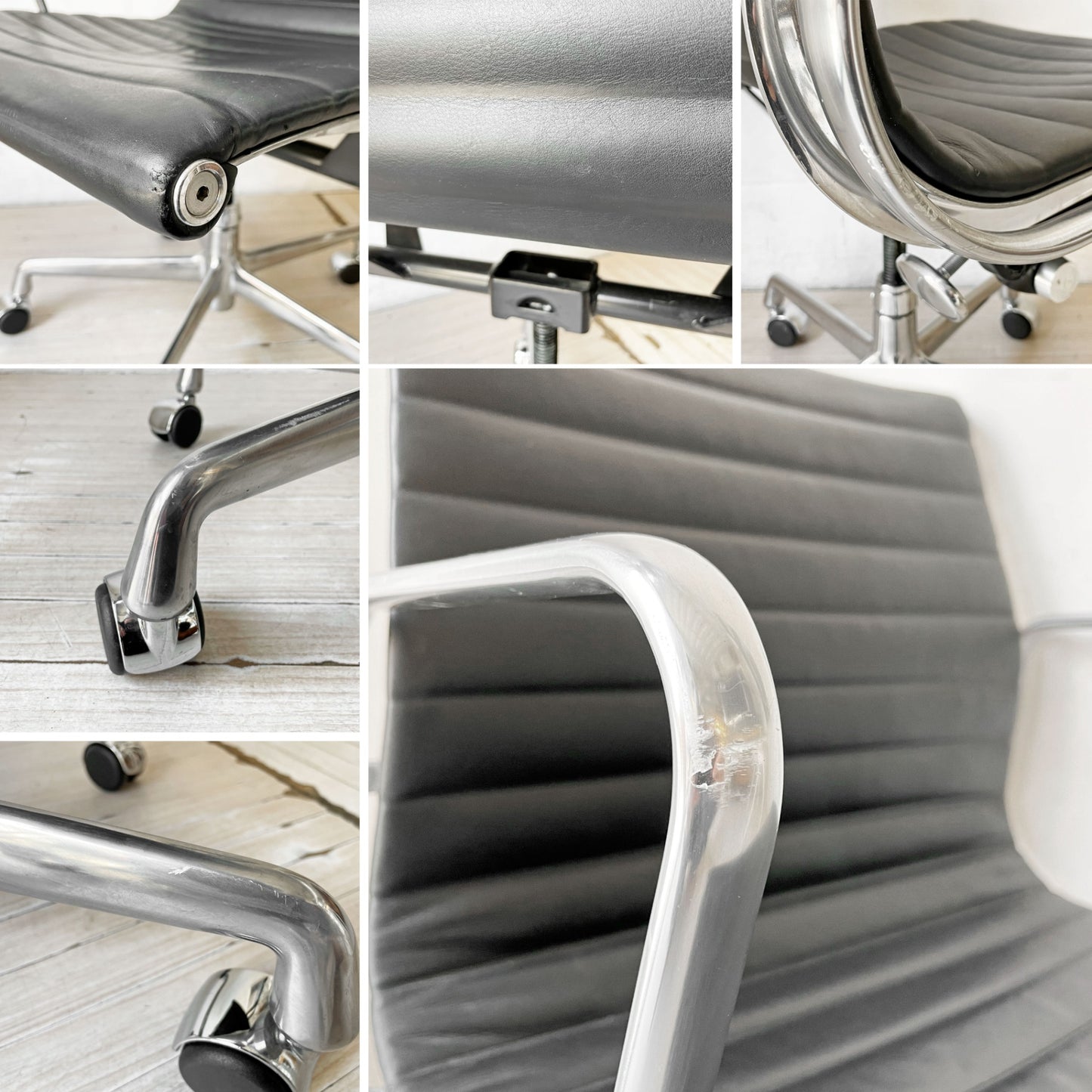 ハーマンミラー Herman Miller アルミナムグループ マネジメントチェア 本革 5本脚 C&Rイームズ ミッドセンチュリー 定価￥400,400- ★