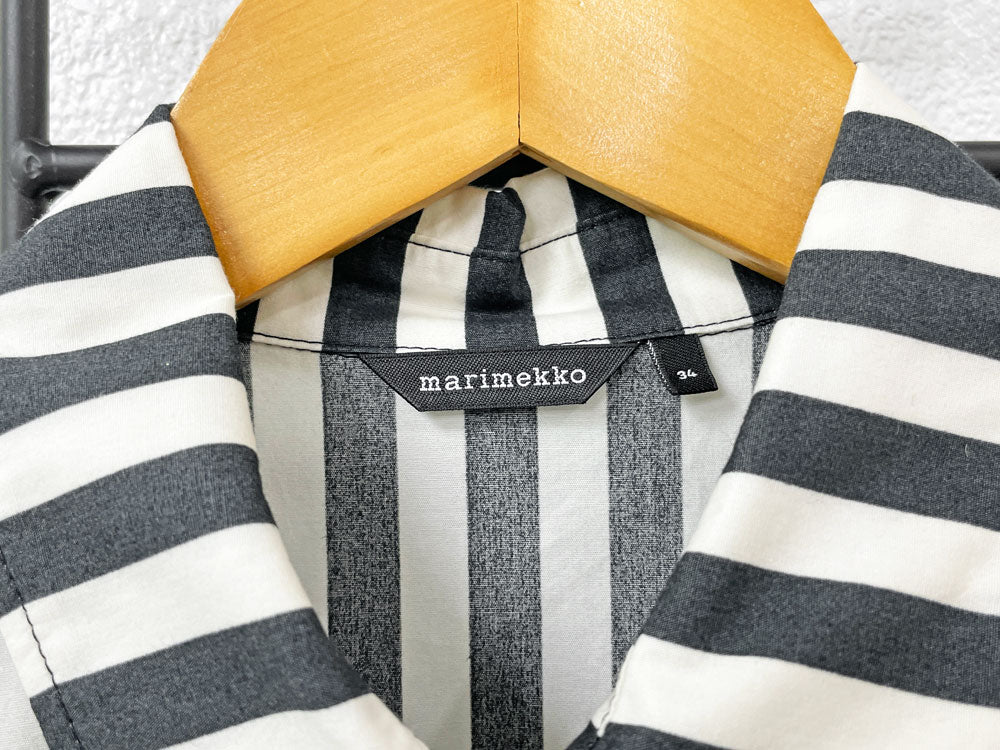 マリメッコ marimekko タサライタ ストライプ シャツワンピース Tasaraita Striped Shirt Dress 34サイズ Annika Rimala フィンランド 美品 ●