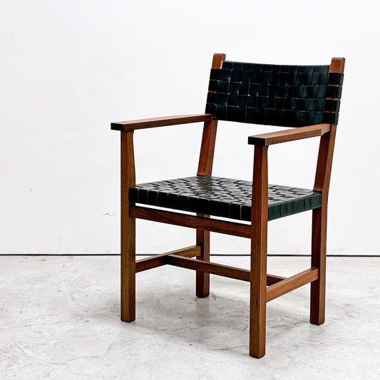 北の住まい設計社 KITANOSUMAISEKKEISHA ラスティック チェア RUSTIC CHAIR アームチェア レザー 本革  ブラック カエデ x ナラ材 廃番 B ●
