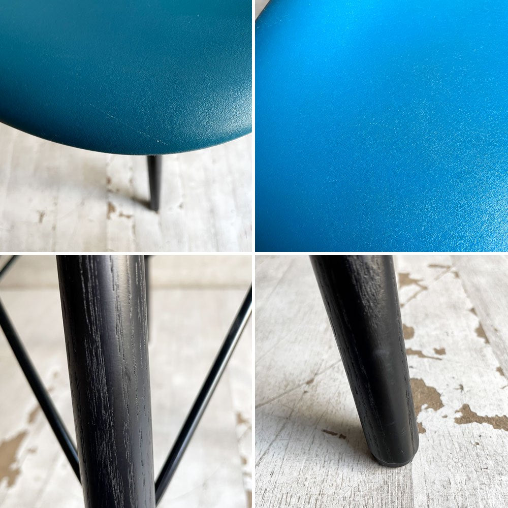 ハーマンミラー HermanMiller サイドシェルチェア ドゥエルレッグ DSW ピーコックブルー × エボニー ポリプロピレン製 イームズ ミッドセンチュリー 廃番色 ♪