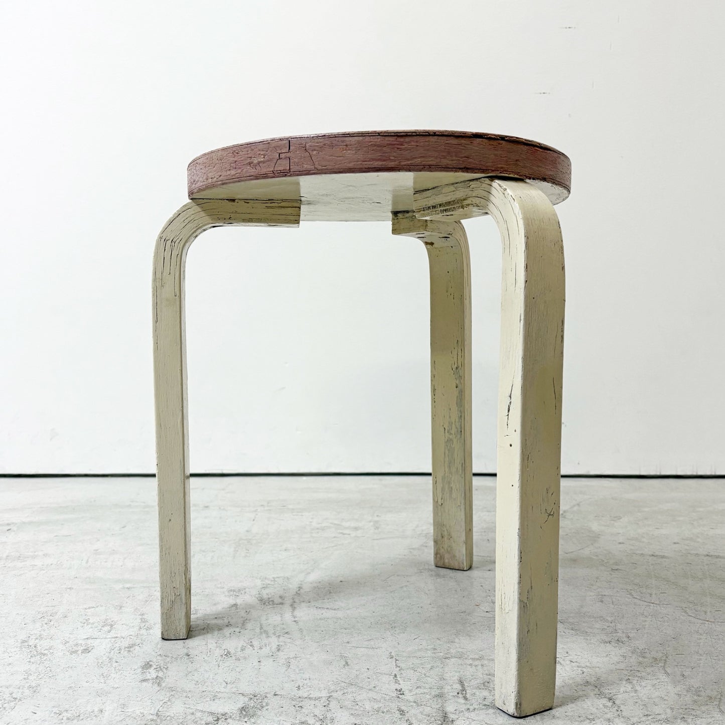 アルテック artek スツール60 stool60 3本脚 ペインテッド ピンク × ホワイト 50年代 ビンテージ アルヴァ・アアルト 希少 ●