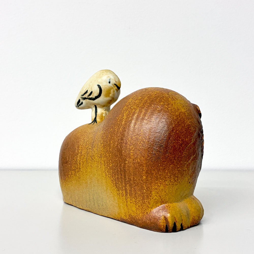 グスタフスベリ GUSTAVSBERG K-Studion リサラーソン Lisa Larson ライオンウィズバード LION WITH BIRD フィギュリン 現行品 ◎