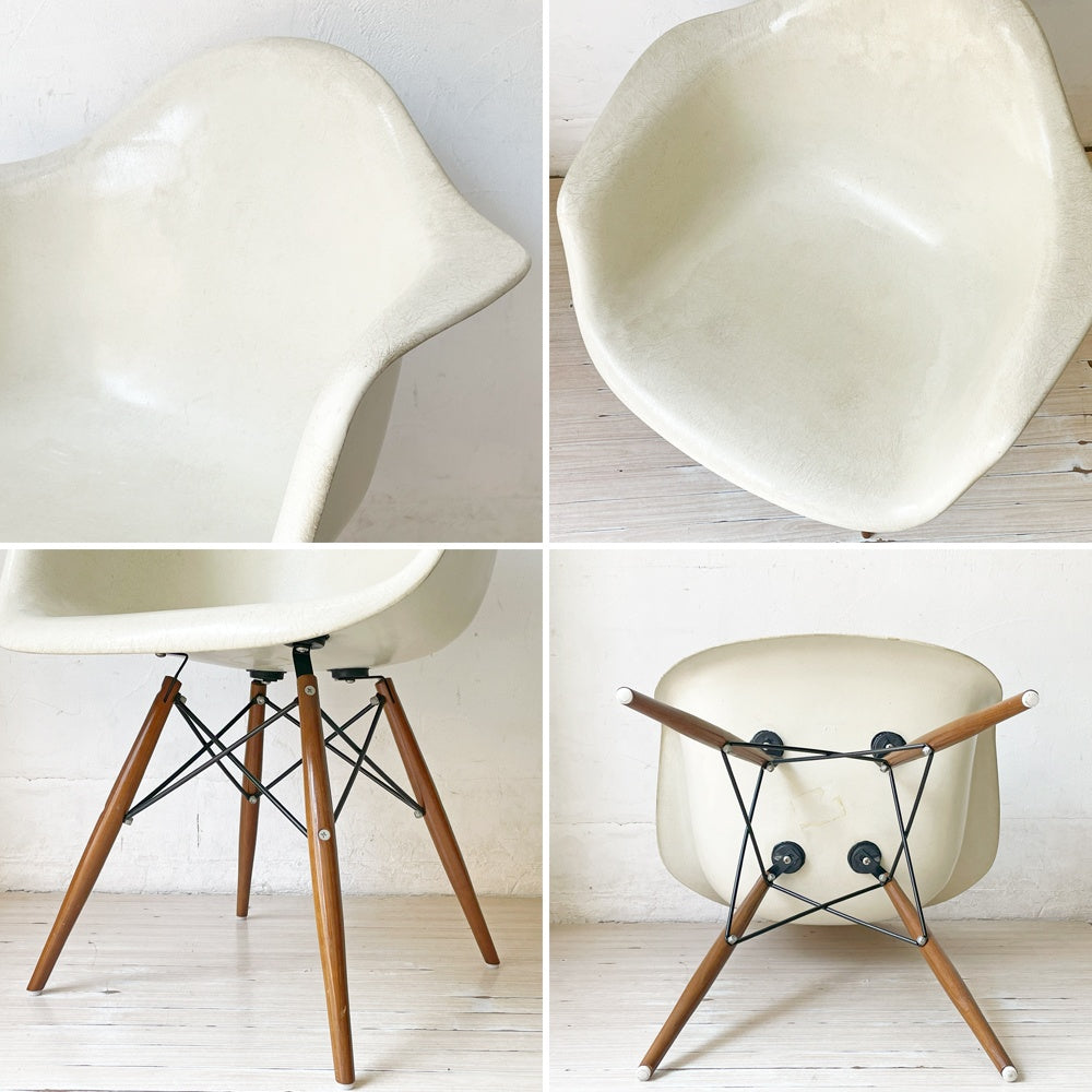 ハーマンミラー Herman Miller アームシェルチェア セカンド 2nd ビンテージ FRP ダヴェルベース パーチメント イームズ ミッドセンチュリー ★