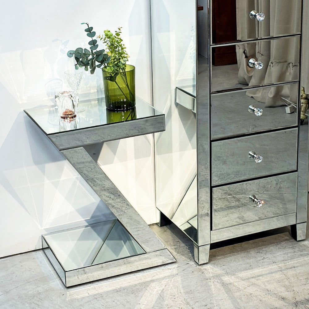 カレ KARE ラグジュアリー Zサイドテーブル LUXURY Z sidetable ミラー張り コーヒーテーブル ベッドサイド ドイツ 廃番 ●