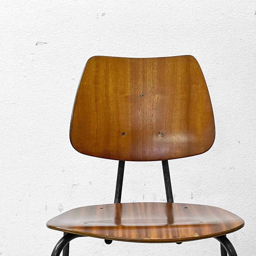 デンマークビンテージ Danish Vintage スクールチェア ダイニングチェア チーク材 プライウッド スチールレッグ 北欧家具 ●