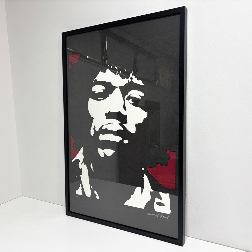 コンラッドリーチ CONRAD LEACH ジミ・ヘンドリックス Jimi Hendrix シルクスクリーン アートフレーム ポスター ポップアート 65/100 希少 56×69.5cm(スクリーンサイズ) 額装品 A ●