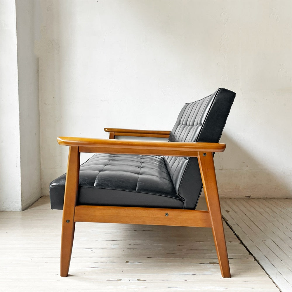 カリモク60 karimoku60 Kチェア 2シーター ソファ 2人掛け 2P スタンダードブラック レトロモダン ジャパニーズミッドセンチュリー 定価￥87,450- ★