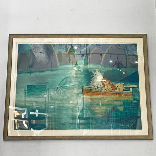 マイケル・ルー Michael Leu ムーンレイク・フィッシング Moon Lake Fishing アートポスター シルクスクリーン 直筆サイン 額装 エディション有り ★