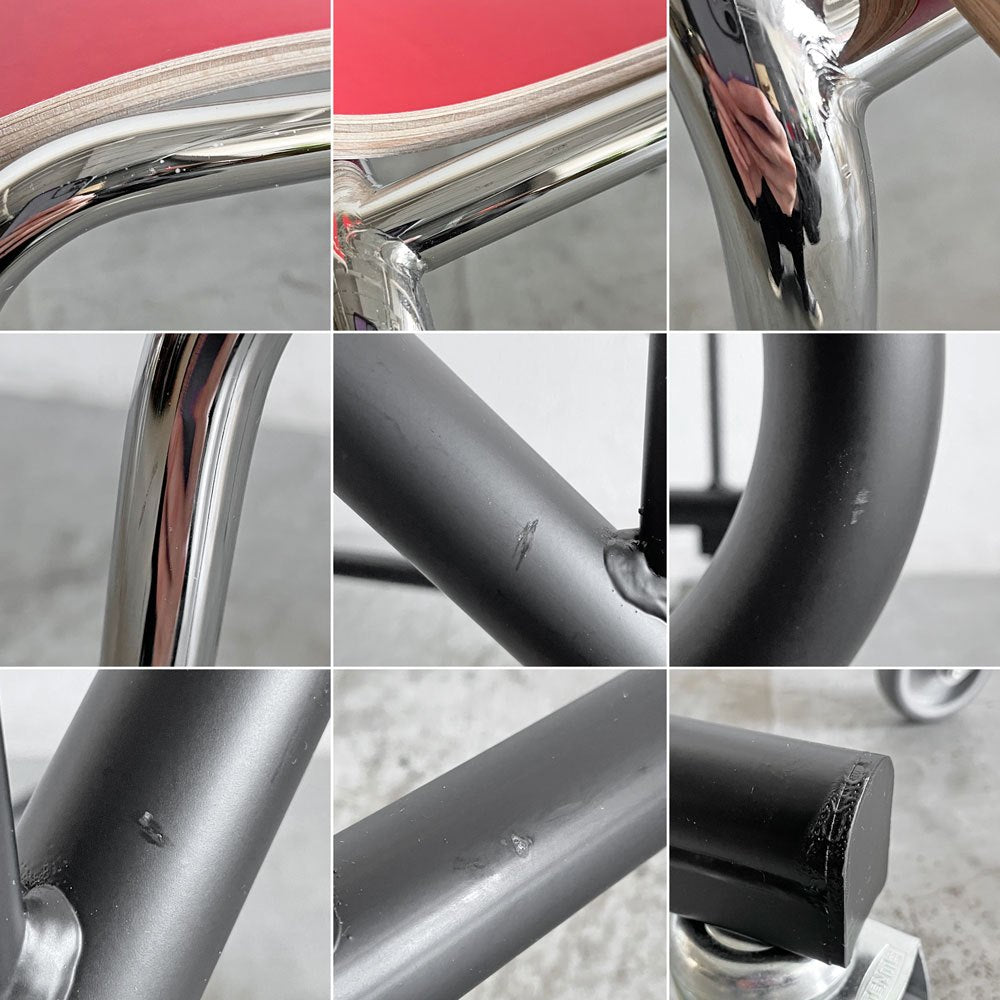 エンゲルブレヒト Engelbrechts チャリック CHAIRIK 101 スタッキングチェア 4本脚 バーチ材 レッド 6脚セット 専用トローリー付 エリック・マグヌッセン 未使用保管品 〓