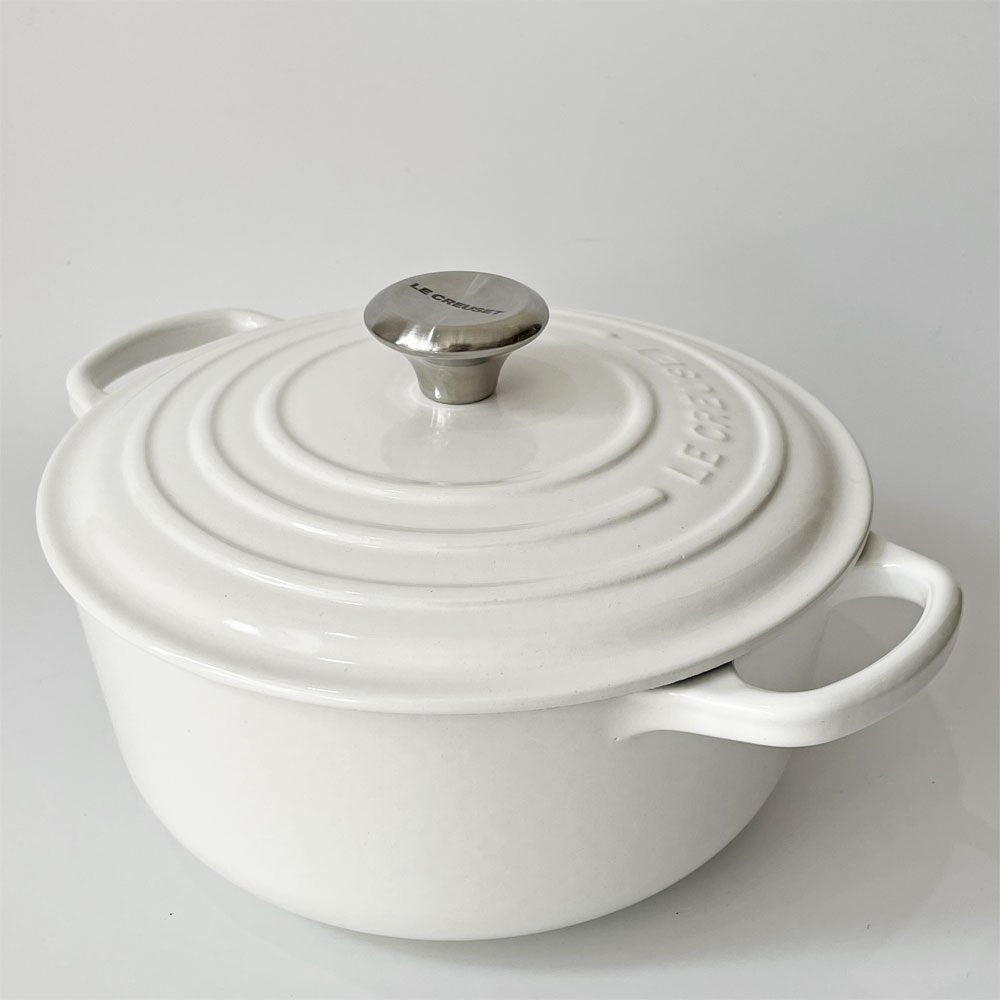 ルクルーゼ LE CREUSET ココットロンド 22cm ホワイト 両手鍋 鋳物 ★