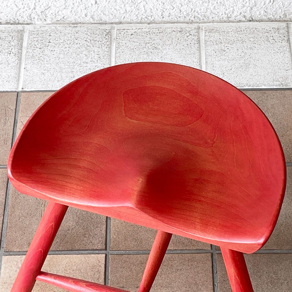 ワーナー Werner シューメーカーチェア Shoemaker Chair NO.49 スツール ビーチ材 カスタム塗装品 レッド  ラーズ・ワーナー デンマーク ◇