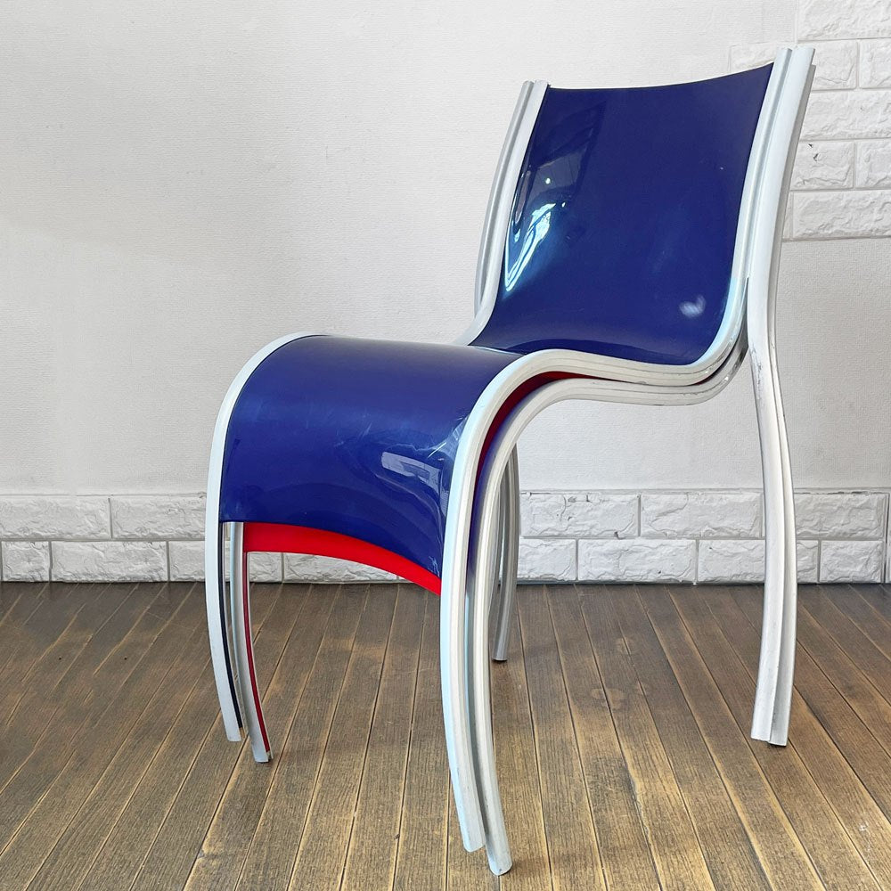 カルテル Kartell FPE chair スタッキングチェア ダイニングチェア アルミ ポリプロピレン ブルー ロンアラッド イタリアモダン 廃番 ◎