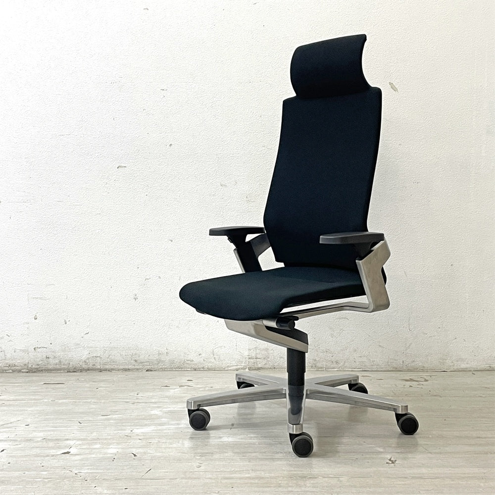 ウィルクハーン Wilkhahn オン ON.シリーズ オフィスチェア ハイバック ヘッドレスト付 XWH-17573HK3599 ファイバーフレックス アルミつや消し ●