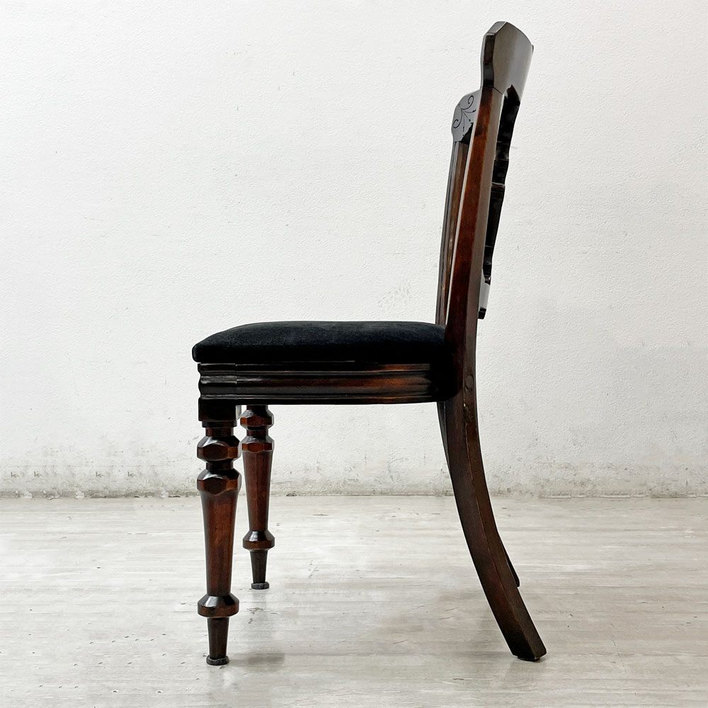 UKアンティーク ジェームズライリー JAMES REILLY作 マホガニー材 ダイニングチェア カイトマーク有 推定1800年代後半製造品 英国家具 ロイズアンティークス Lloyd's Antiques 購入品 B ●