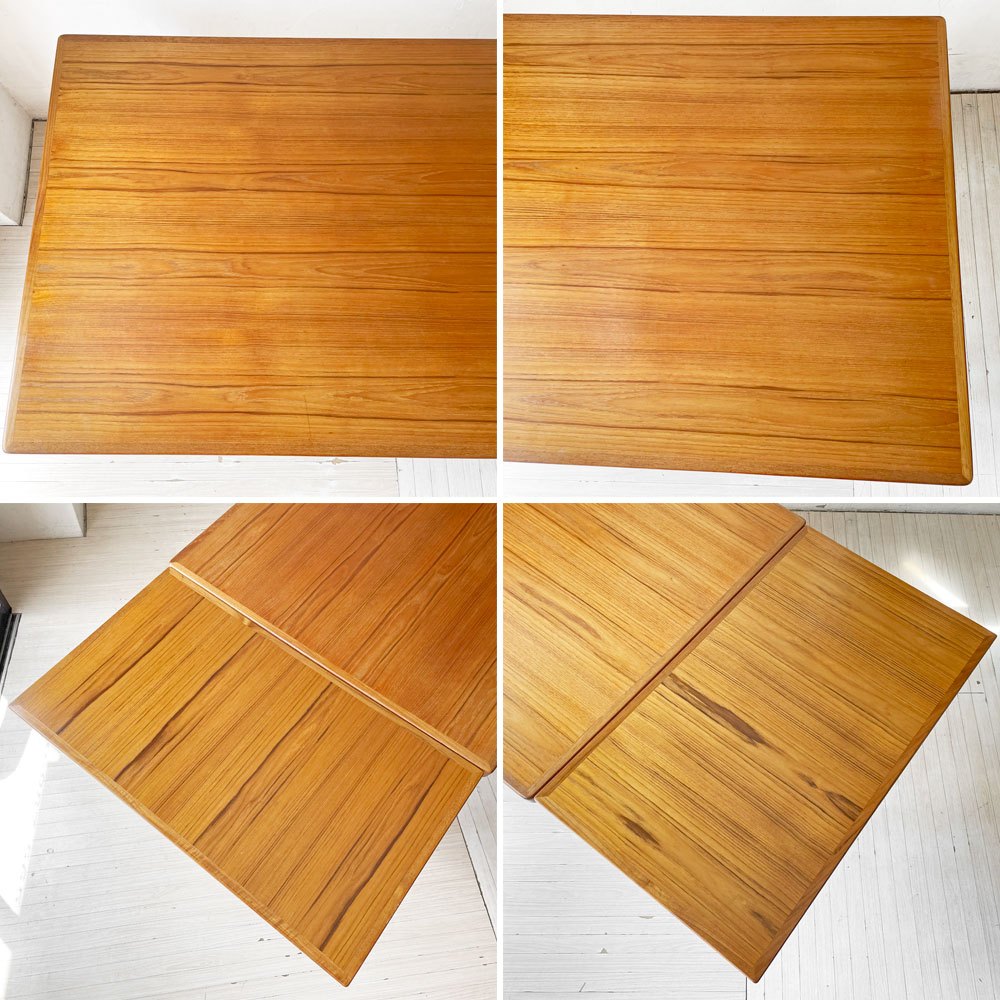 デンマークビンテージ Danish Vintage チーク材 エクステンション ダイニングテーブル 伸長式 ドローリーフ式 北欧家具 ★