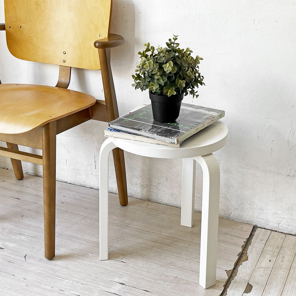 アルテック artek スツール60 Stool60 3本脚 バーチ材 ホワイトラッカー 80周年モデル クッション付き アルヴァ・アアルト 北欧家具 ★
