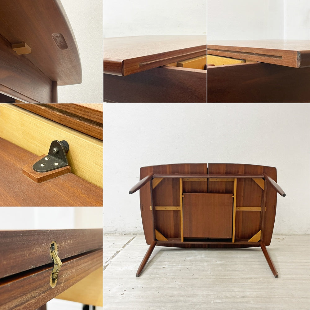 ビンテージ Vintage チーク材 エクステンションテーブル ダイニングテーブル 伸長式 W132-179cm 北欧スタイル ミッドセンチュリー ●