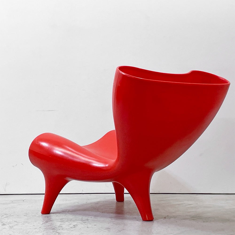 マーク・ニューソン Marc Newson オルゴンチェア Orgone chair ポリプロピレン製 レッド ラウンジチェア 希少 ●
