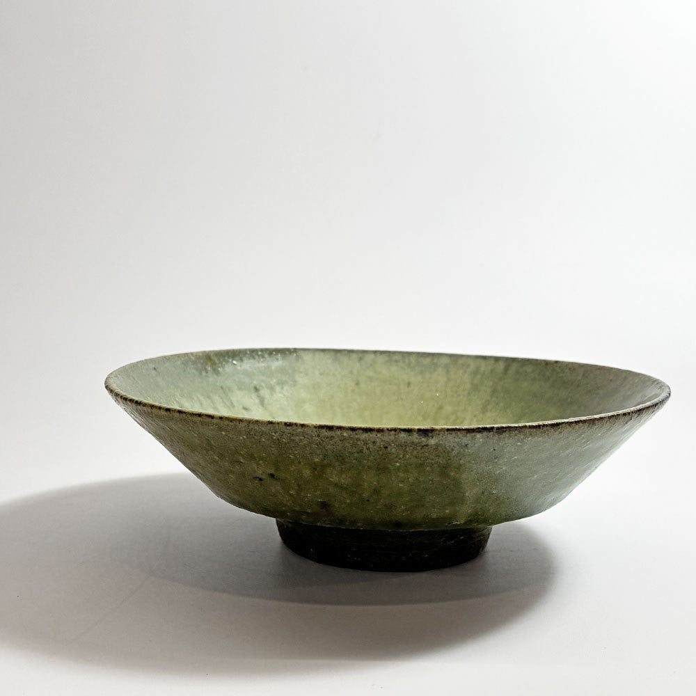 清岡幸道 青灰オリーブ 平小鉢 陶器 15cm 現代作家 民芸 うつわ ★