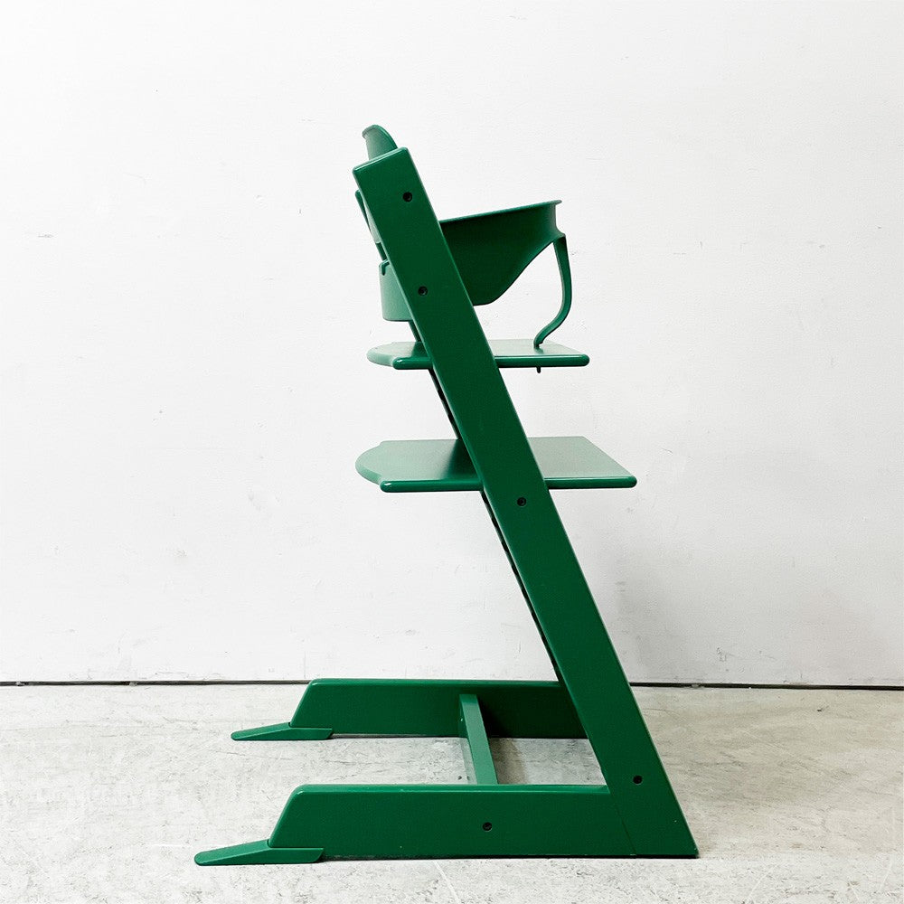 ストッケ STOKKE トリップトラップ TRIPP TRAPP ベビーチェア キッズチェア S/N6～ ガード・グライダー付き グリーン ノルウェー 北欧家具 ●