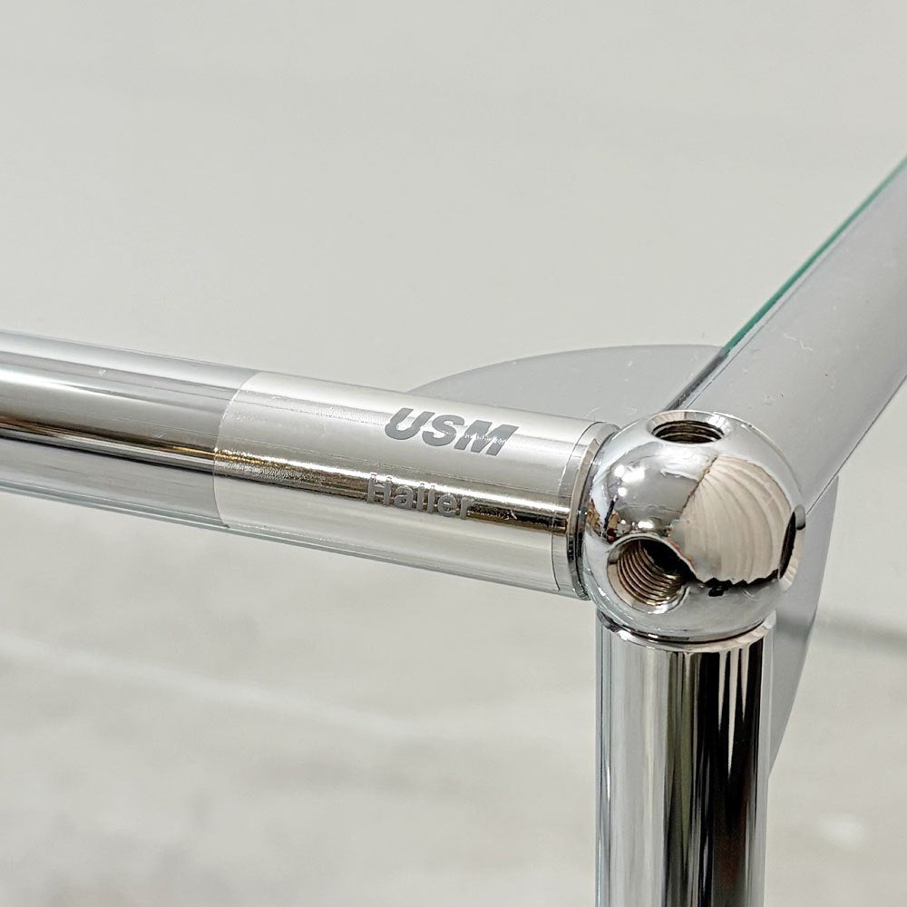 ユーエスエムハラー USMハラー USM Haller モジュラーファニチャー ローボード キャビネット シェルフ クリア ガラスパネル 2列1段 W152cm スイス ●