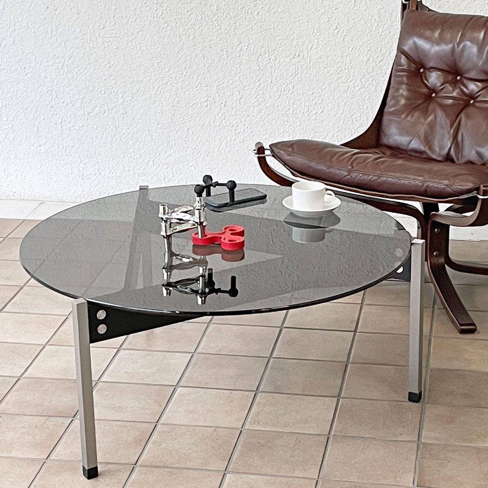 マシンエイジ Machine Age トライアングルテーブル Triangle Table スモーク ガラステーブル 長大作 希少 ◇