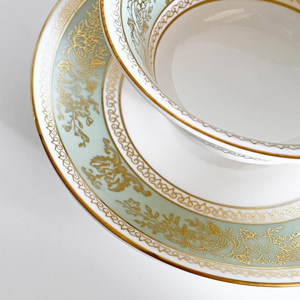 ウェッジウッド WEDGWOOD コロンビア Columbia セージグリーン ティーカップ&ソーサー C&S ボーンチャイナ 陶磁器 黒壺 イギリス ■