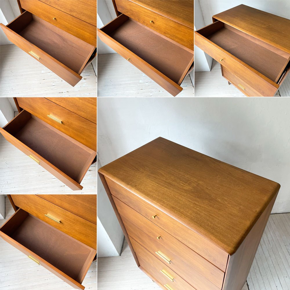 サンダー デザイン XANDER DESIGNS ジュリー JULIE ハイ チェスト HIGH CHEST 5ドロワー 真鍮ハンドル 北欧デザイン 定価¥209,000- ★