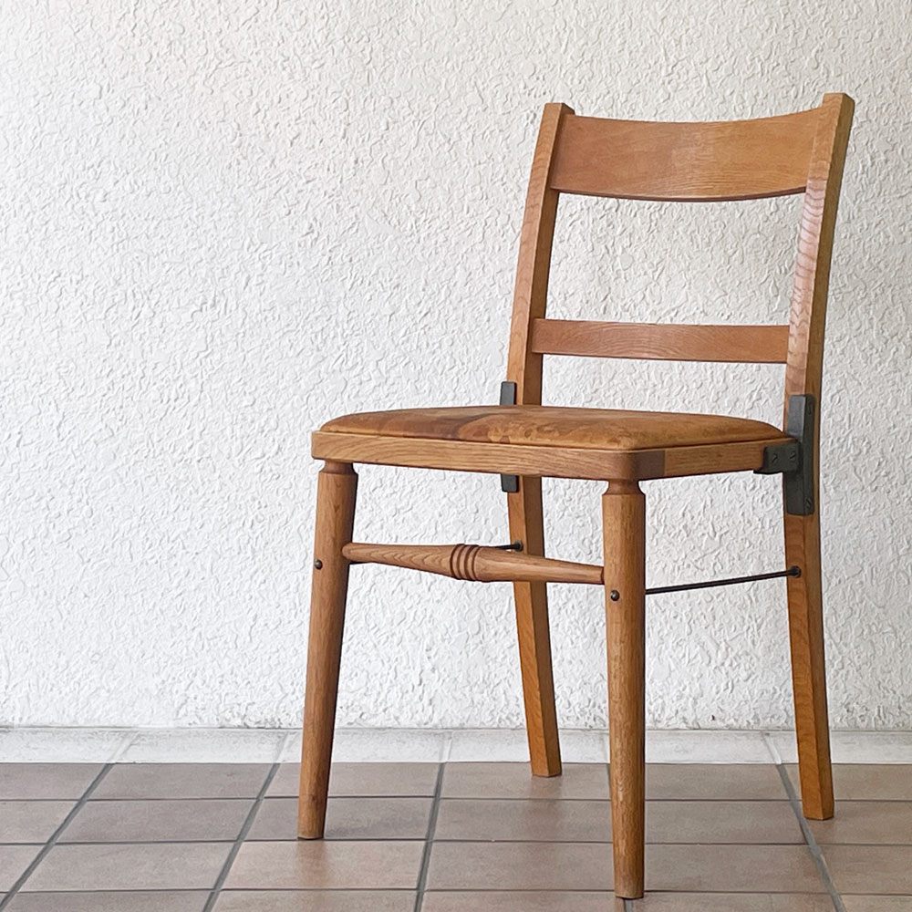 トラックファニチャー TRUCK FURNITURE TS CHAIR ダイニングチェア ナラ無垢材 アイアン 本革 羊革 シープスキン 定価 110,550円 ◇